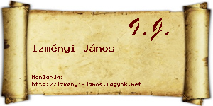 Izményi János névjegykártya
